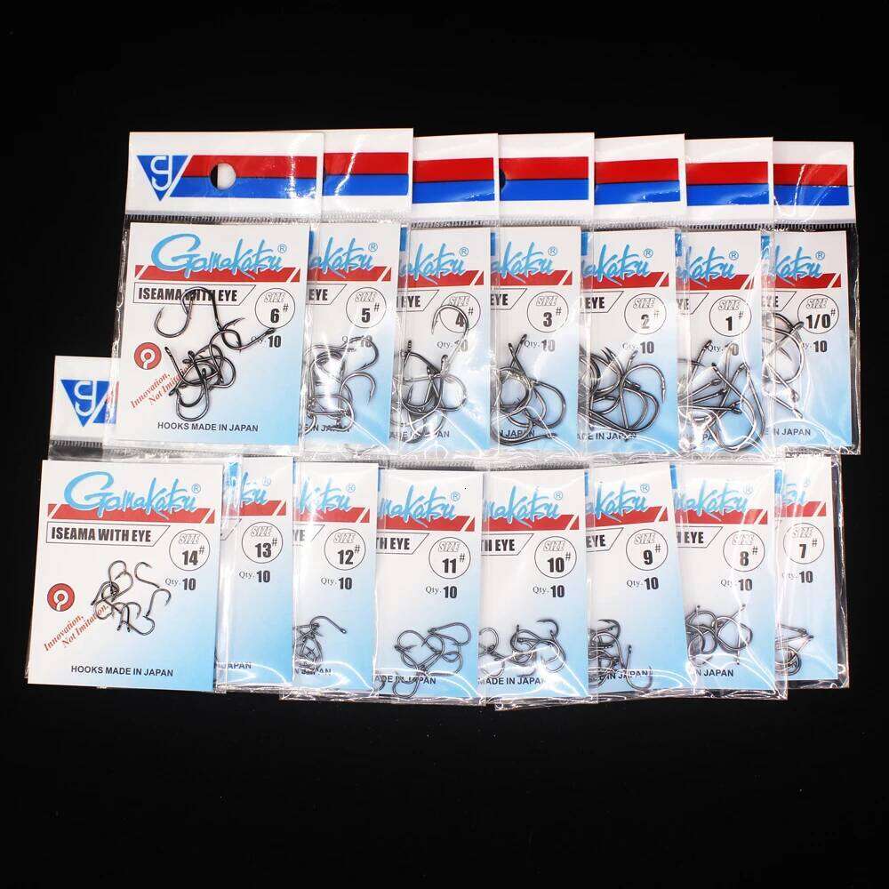 Gamakatsu 10pcs/lot Iseama 1/0#-14# Hooks Carp Hook High Carbon Steel Sea Fishinhook Fly Fishing Accessories Tackle S260305