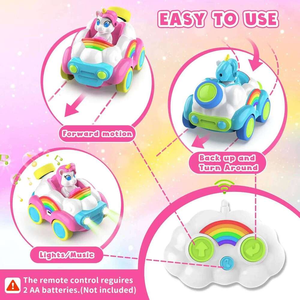 2pcs Remote Control 2.4Ghz RC Cars Kids Car Toys With Colored Lights, Music And Sound For Ages 2-6 Toddler C260306