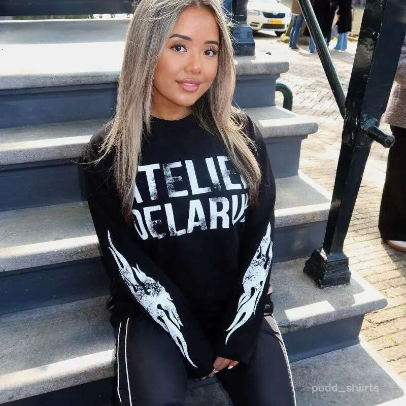 T Shirts Fashion Casual Y2K Harajuku Retro Niche Long Sleeve Print Letter Streetwear Hip hop Unisex Oversized Clothes Men's Clothing Free Shippin - view 1