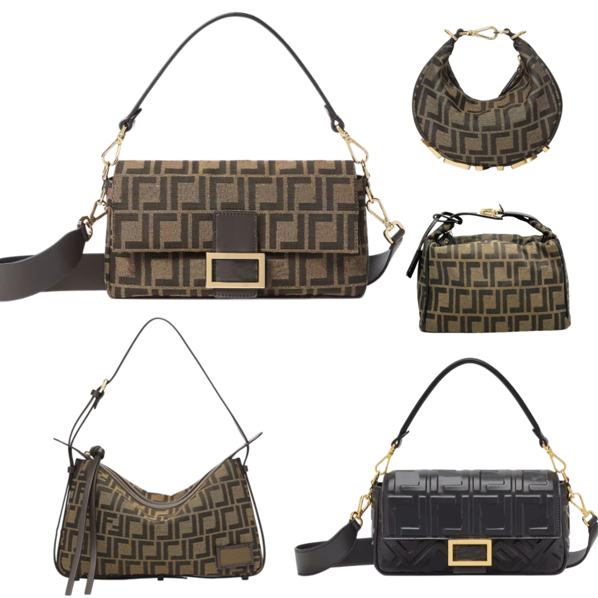 Fashion baguette bag leather designer bags for women luxury shoulder bags moon handbag embossed leather canvas bucket bag mini clutch bag brown black sac luxe te14