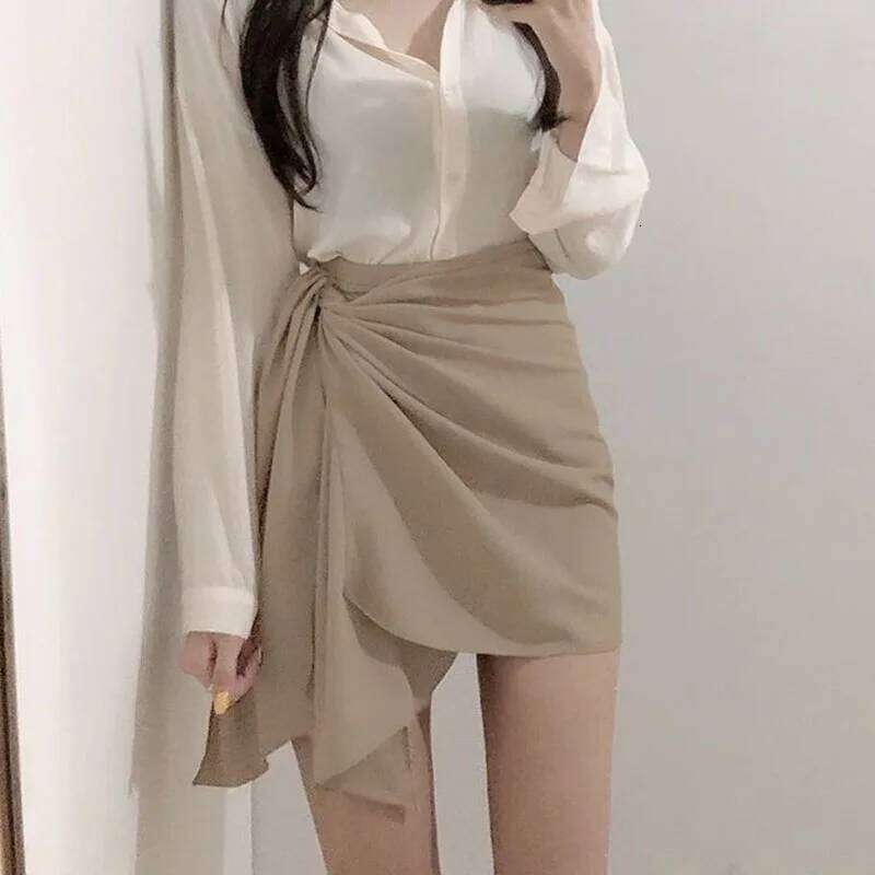 Xpqbb Korean Style Irregular Mini Women Summer 2023 New High Waist Office Short Skirts Ladies Slim Fit Body Hip Skirt XJ260309