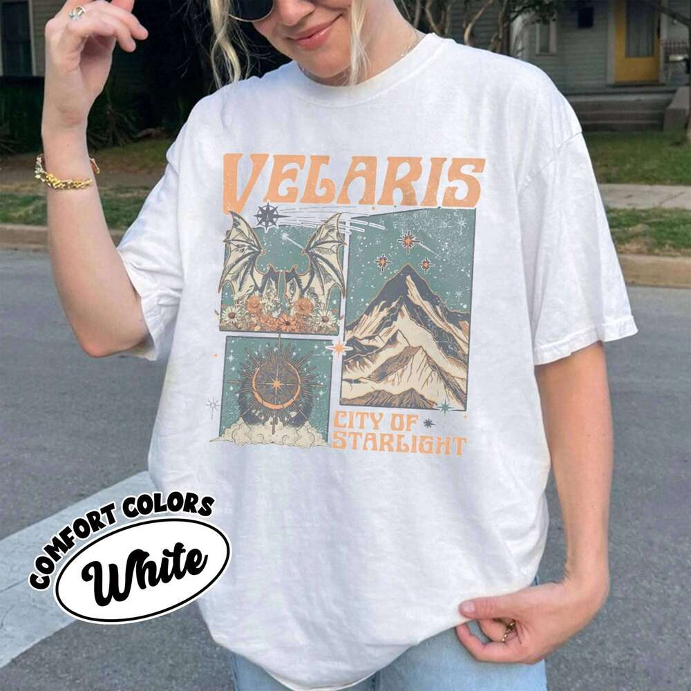 Velaris City Starlight Comfort The Night T- Bookworm Shirt Court of Thorns and Roses Acotar T-Shirt XJ260306