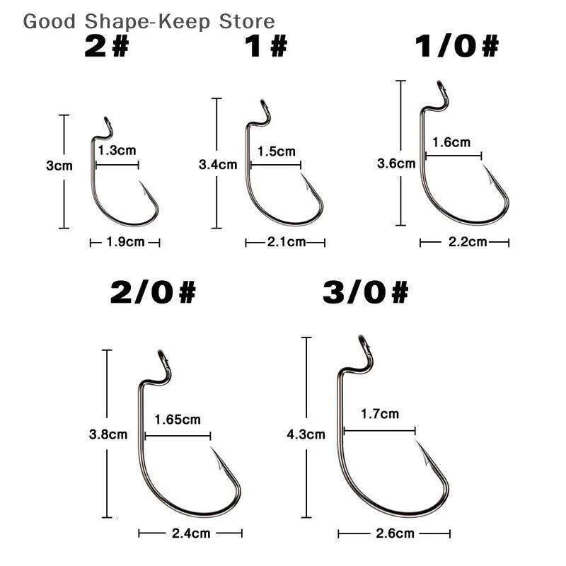 51 Pieces Crank Hook Set Wide Belly Subsoft Bait Hooks Black Red Nickel Plastic Box Packaging for Fishing Gear S260305