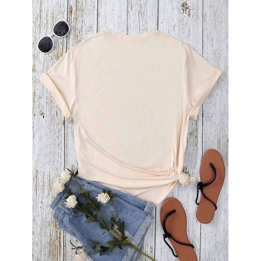 Colorful Oil Painting Sun Beach Design Womens Shirts Cotton Casual T Shirt Summer O-Neck Streetwear Soft Oversized Tops XJ260306