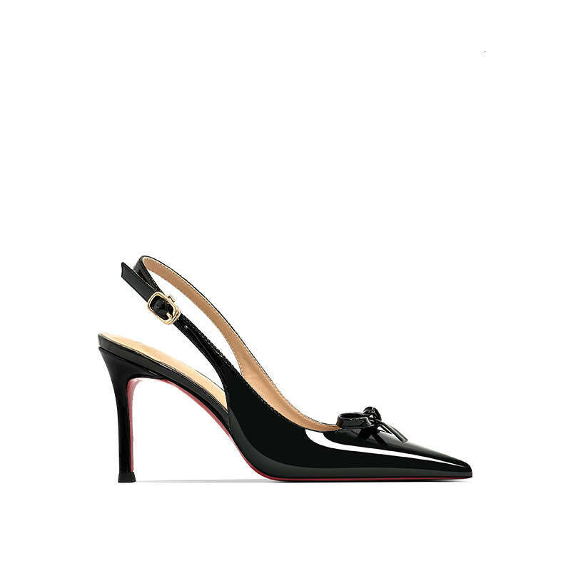Women In Bowknot Leather Shoes New Pointed Stiletto High Heels Closed Toe Backless Sandals