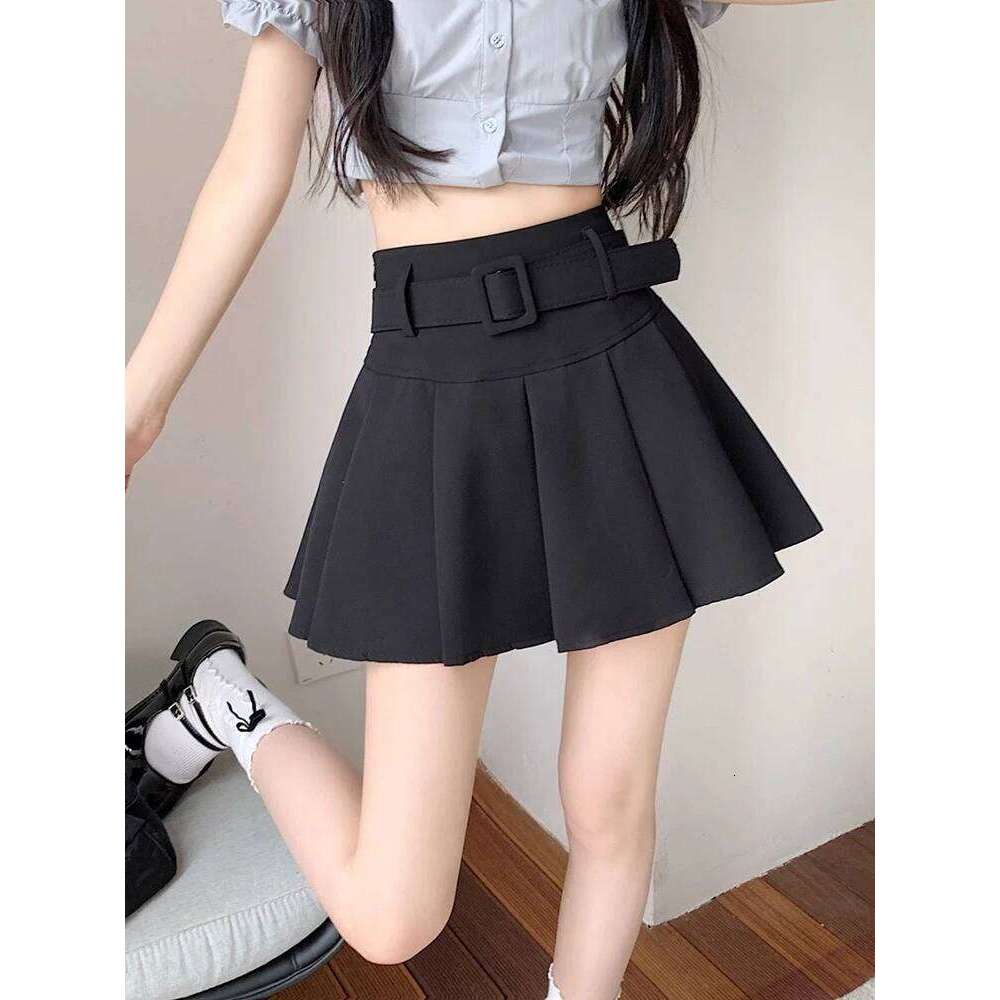 Zoki Japan Sweet Belt White Pleated Women Sexy High Waist Mini Summer Preppy Style Female Casual A Line Pink Skirt XJ260309