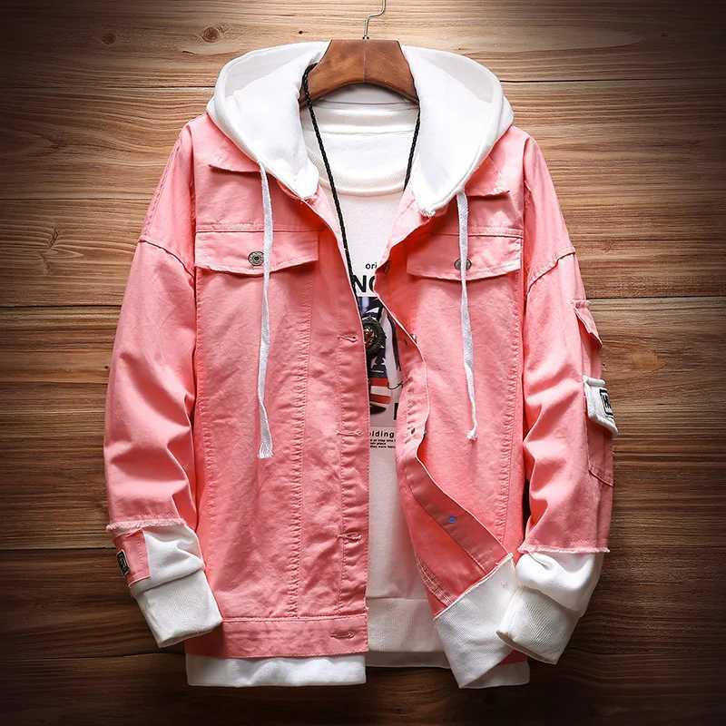 Hot 2020 Fashion Denim jacket male hooded autumn handsome jacket autumn clothing Korean teenagers students loose fake two gowns M260309