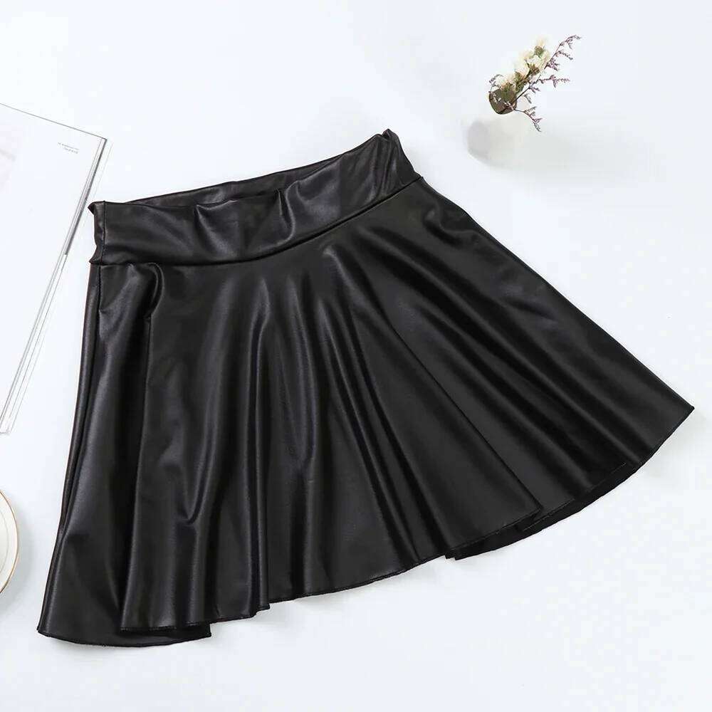 New Style Faux Leather Textured Half For Women Versatile Basic A-Line Umbrella Sexy And Slim Mini Skirt XJ260309