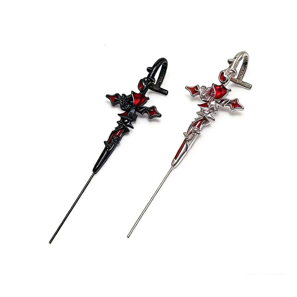 Womens Jewelry Earrings stud black and white cross red heart gem pendant earrings gothic punk style personality unique earrings suitable for dating pa - view 5