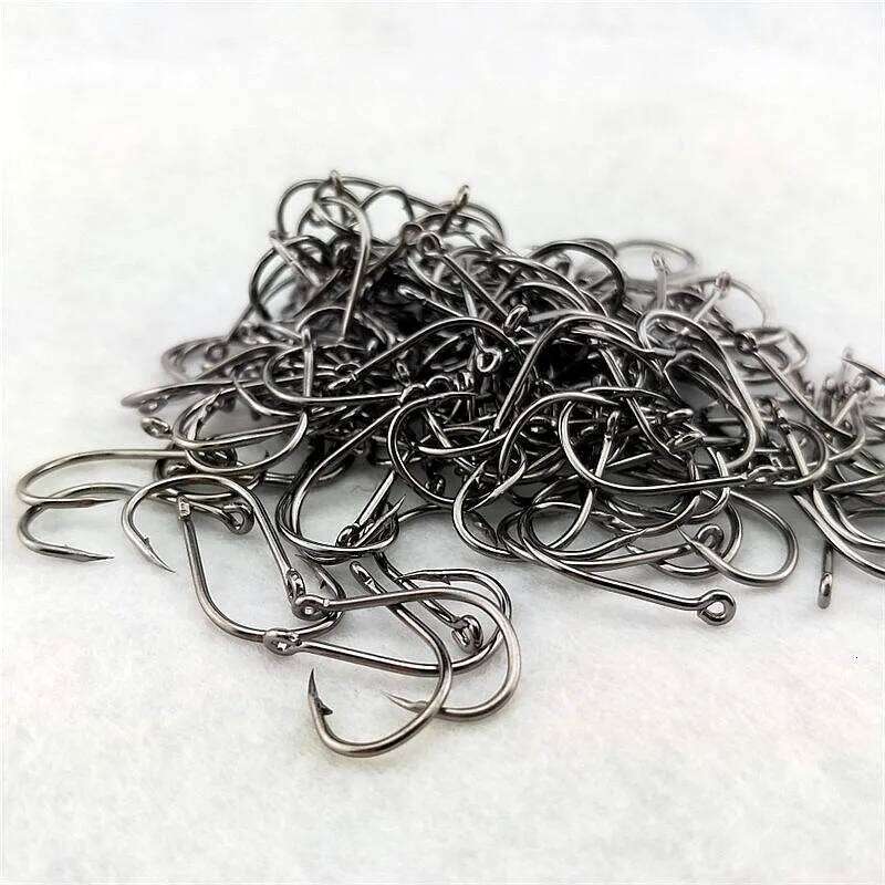 120pcs High Carbon Steel Fish Efficiency Barbed 3#-12# Fishhooks With Hole Jig Carp Fly Fishing Hook Worm Pesca Tackle S260305