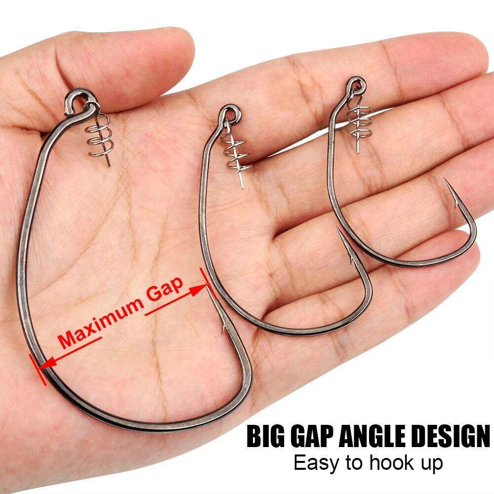 Spinpoler Raptor Unweighted Swimbait Hooks with Centering-pin Spring 5/0 7/0 10/0 High Carbon Steel Offset Wedless Fishhooks S260305