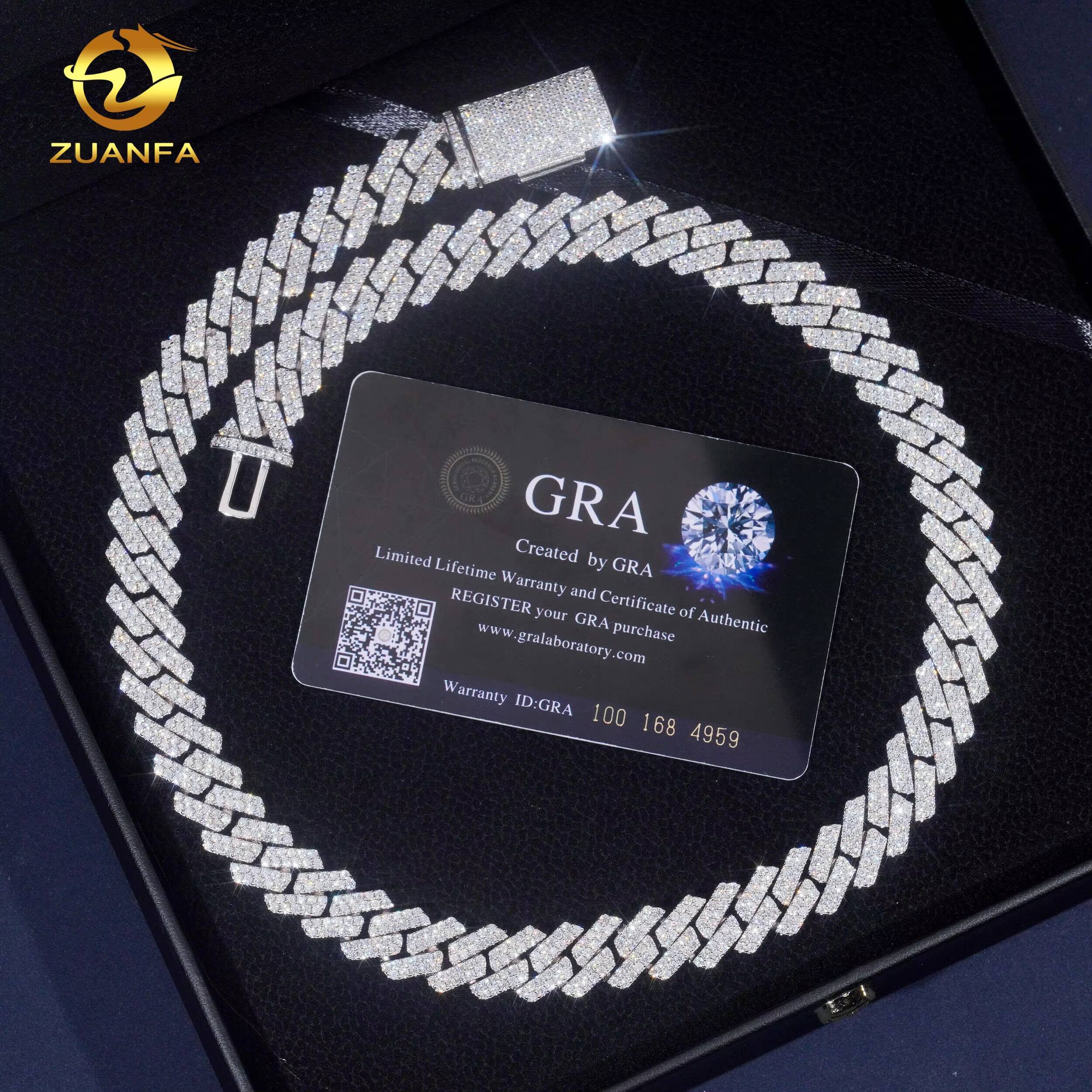 13mm 2Row Custom Hip Hop Jewelry Necklace Iced Out Diamond Cuban Link Chain 925 Sterling Silver Moissanite Men Bracelet Necklace