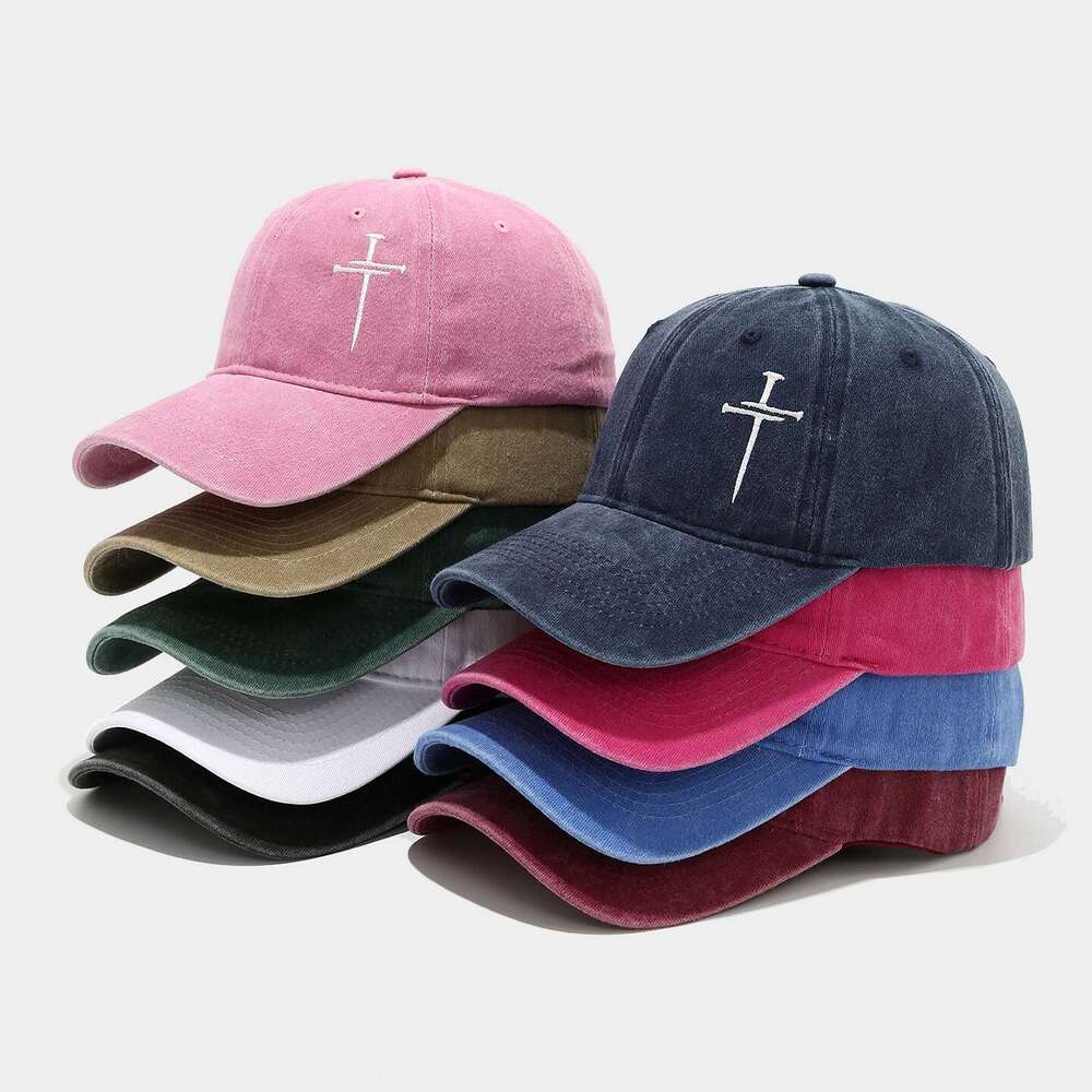 Cross-stitch hat for men/women Embroidered cross baseball cap Fun and adjustable Soft-top Accessory for City Walk & Coffee Date