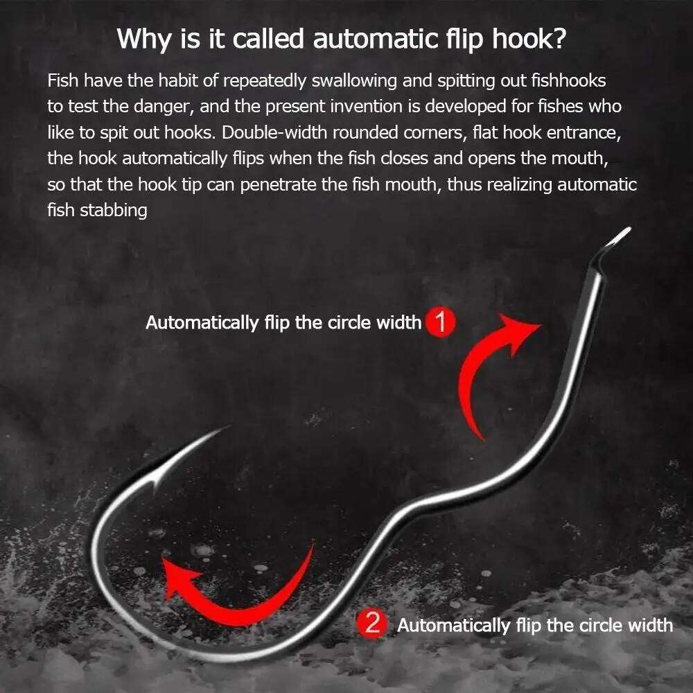 12Pcs/Pack High Carbon Steel Hook Sharp Barbed Automatic Flip Fishhook for Carp Fishing Accessories S260305