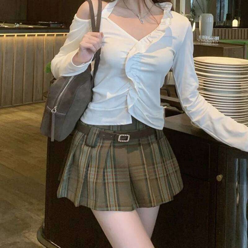 S-5XL Mini Skirts Women Pleated Spring High Waist Leisure Korean Style Fashion Simple Slim Students All-match Streetwear Faldas XJ260309