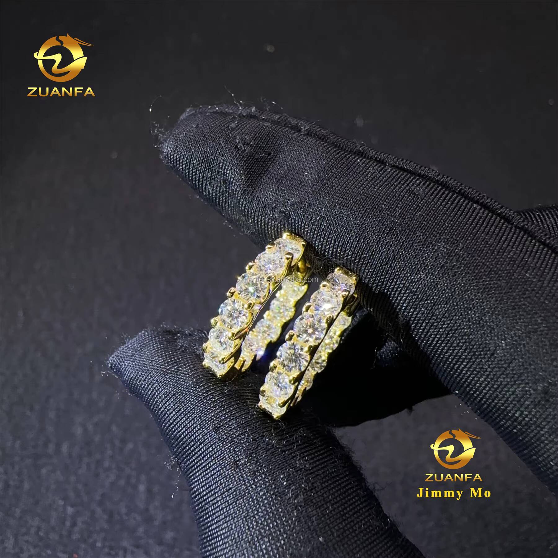 New Trendy Fashion Pass Diamond Tester Hip Hop Iced Out Style Jewelry 925 Silver VVS1 Moissanite Diamond Hoop Earrings Man