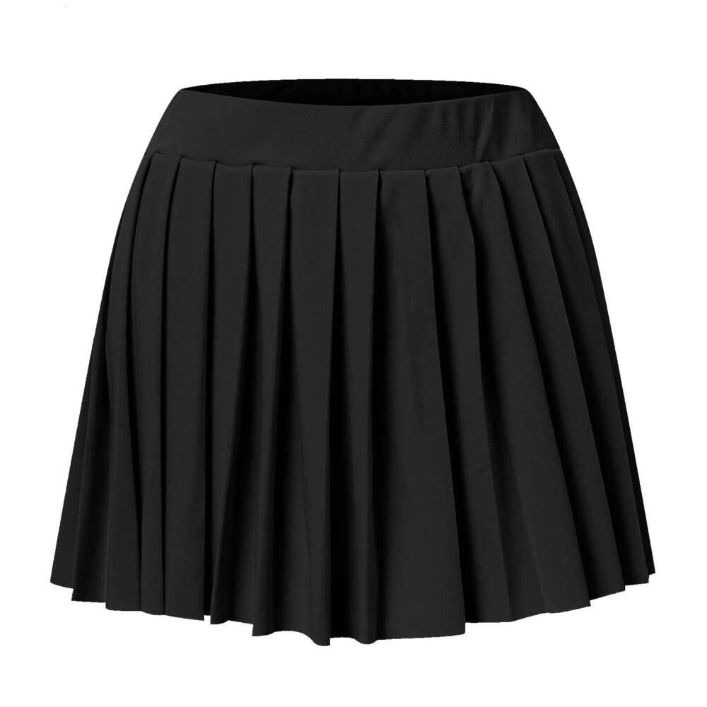 Womens Black Pleated Spring Summer Solid Color Sports Tennis Sweet Teenage Girl Goth Punk Style Mini Skirts XJ260309