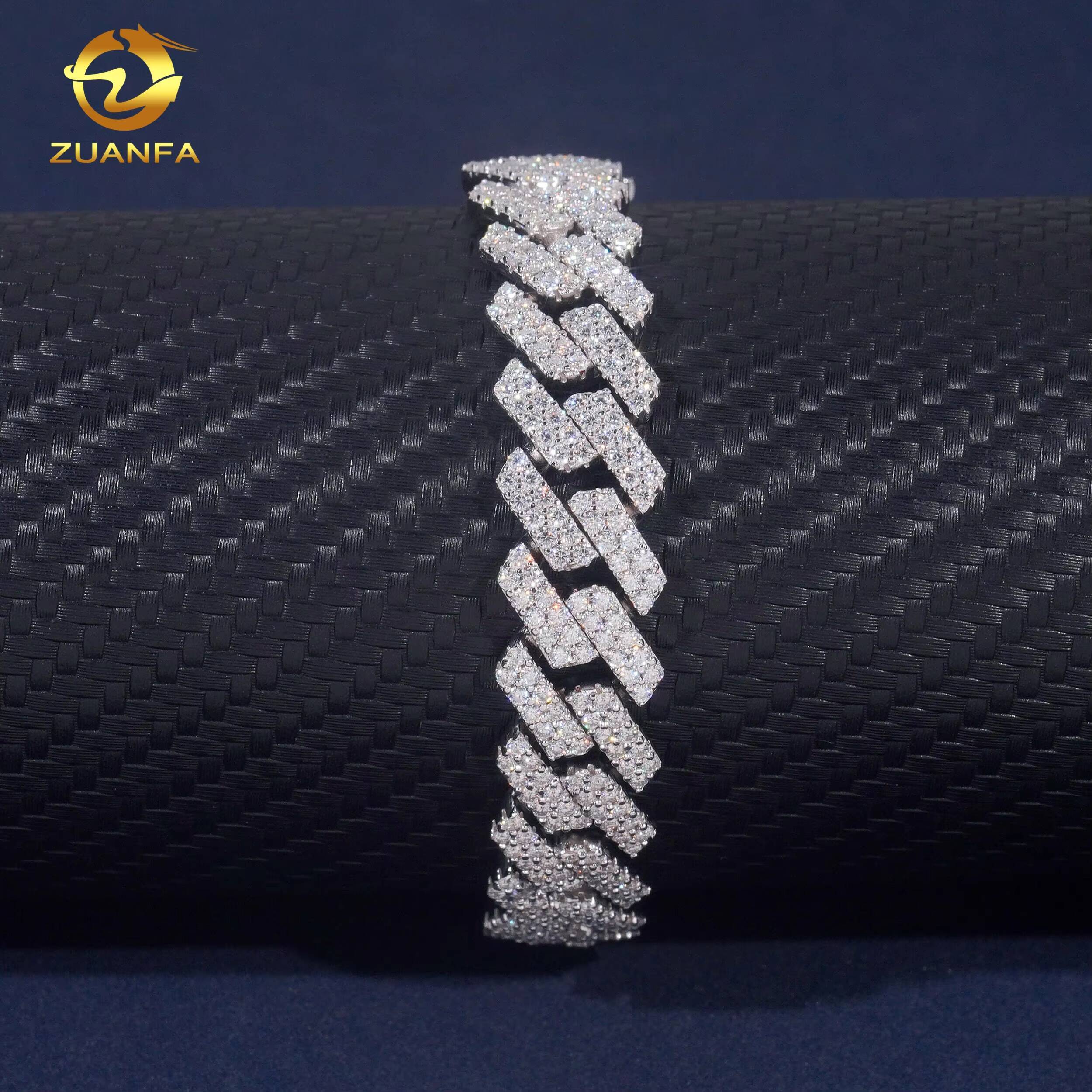 13mm 2Row Custom Hip Hop Jewelry Necklace Iced Out Diamond Cuban Link Chain 925 Sterling Silver Moissanite Men Bracelet Necklace