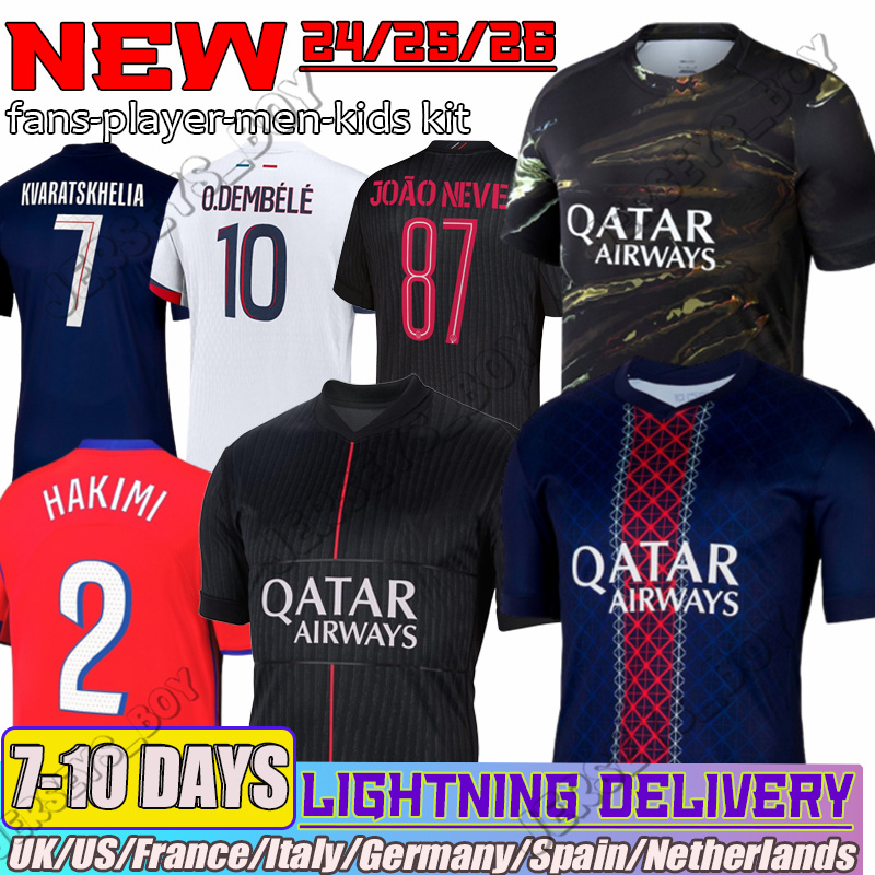 psges jersey 25 26 Ousmane Dembele jersey Khvicha Kvaratskhelia GonCalo Ramos Gianluigi kit Soccer Jerseys kids paris st germain jersey