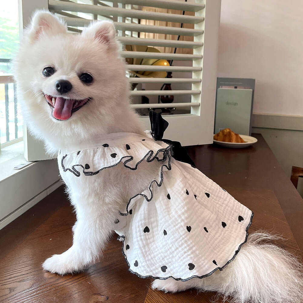 Famous brand Pet Dress Clothes Spring Summer Teddy Bichon Pomeranian Heart Dog Apparel Cat Costume pupakaIK
