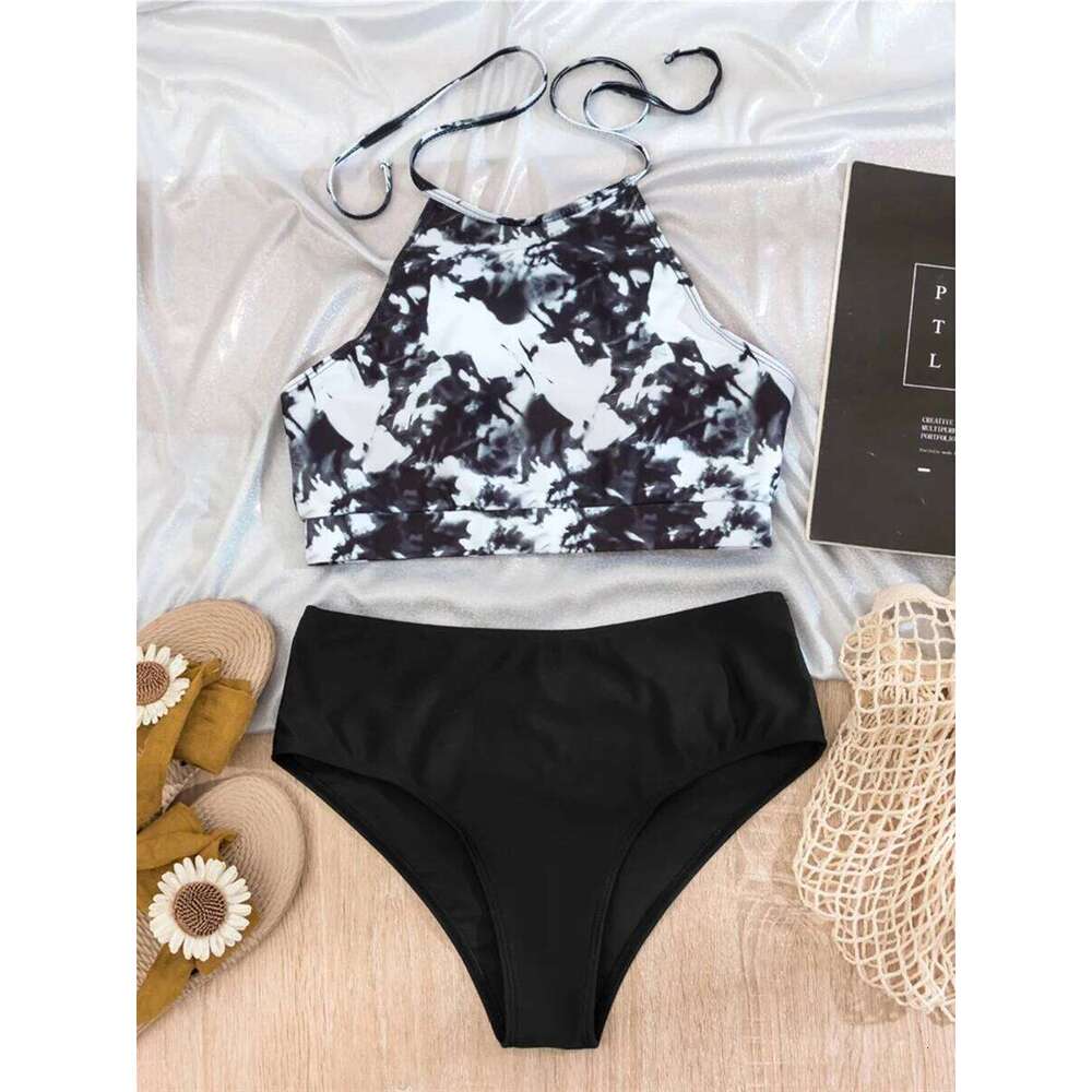 2025 Halter String High Waist Two Piece Bikini Swimsuit Women Sexy Swimwear Female Bather Bathing Swimming Swim Suit Beachwear XJ260206