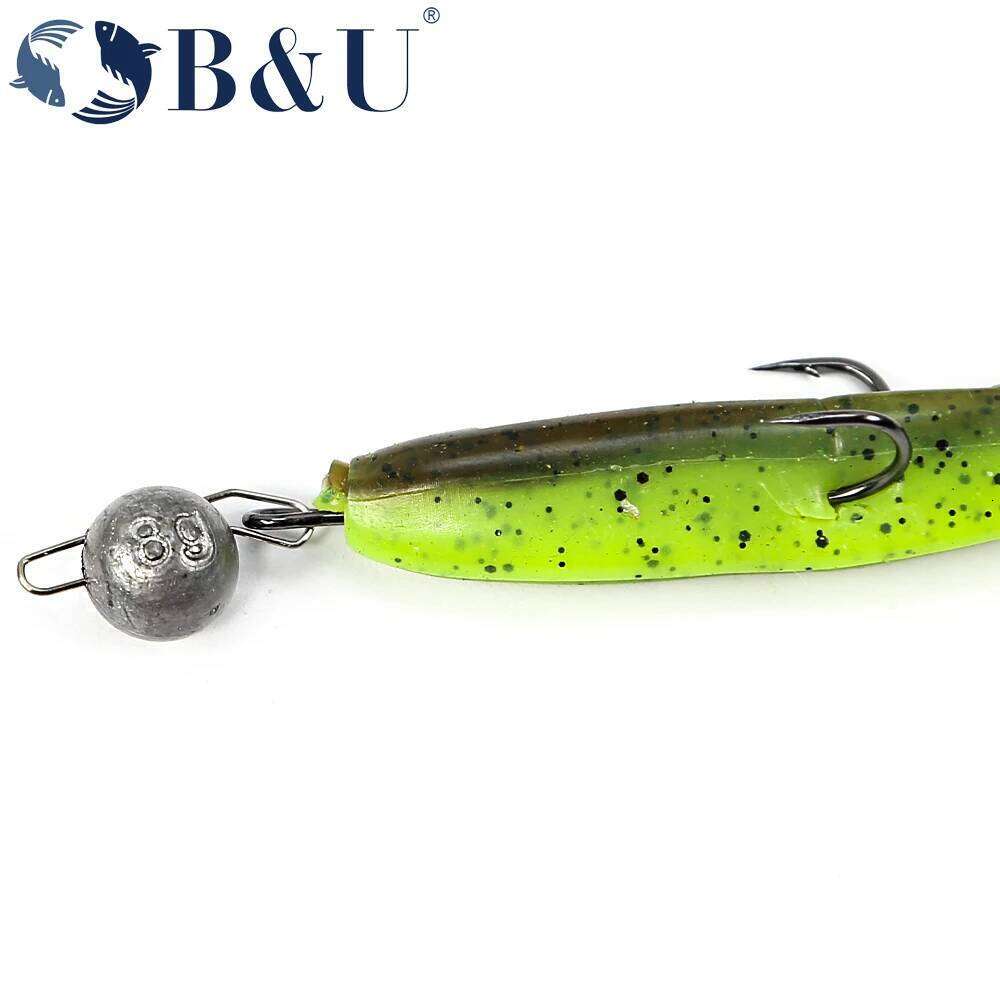 B&U hooks Super Long Double Hook long high carbon steel fishing tackle different sizes equiped with soft lure S260305