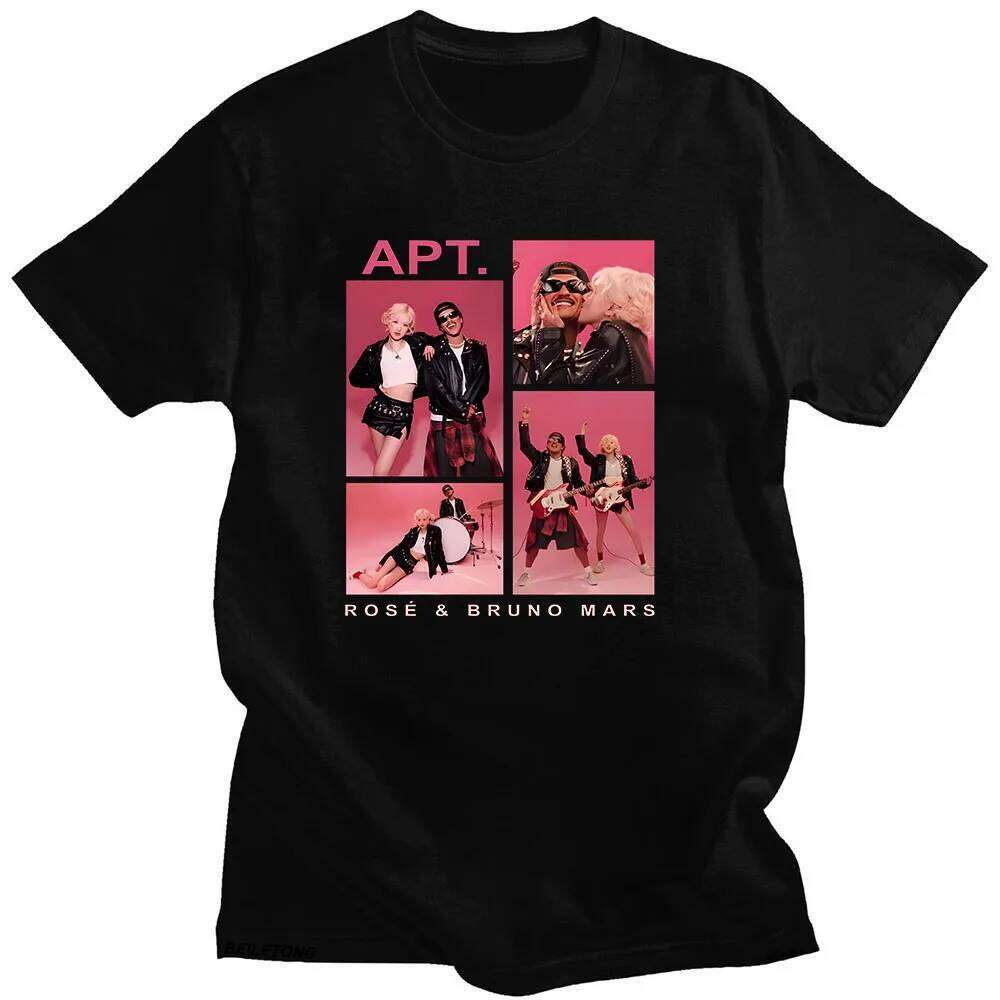 APT ROSE & Bruno Mars T-Shirt Unisex Couple Harajuku Aesthetic Tee-shirt Short Sleeve Round Neck Tshirt Camisetas Punk Clothing XJ260306