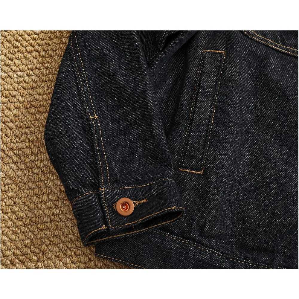 Heavyweight original color denim jacket mens straight fit lapel work jacket high street retro top M260309