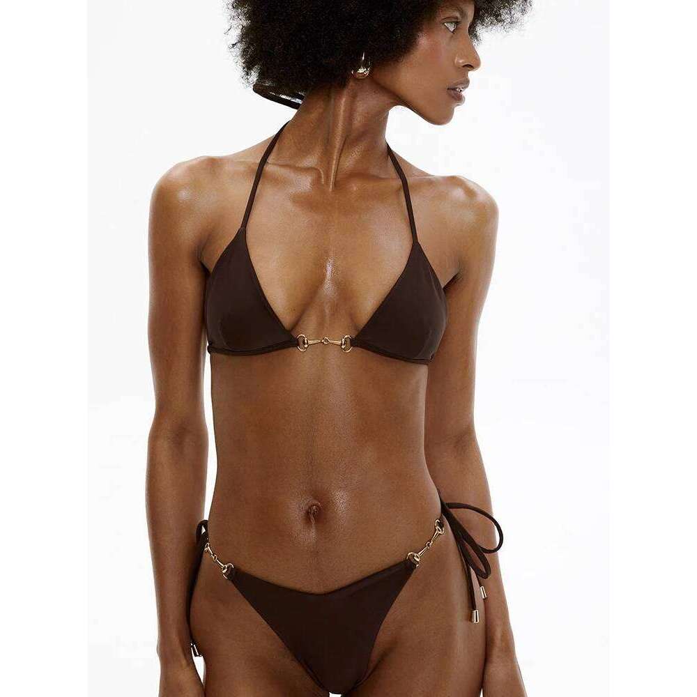 Solid Color Bikinis Set Triangle Swimwear Women 2025 Bandage Swimsuit Patchwork Bathing Suit Beach Biquini Mujer Swimming Wear XJ260206