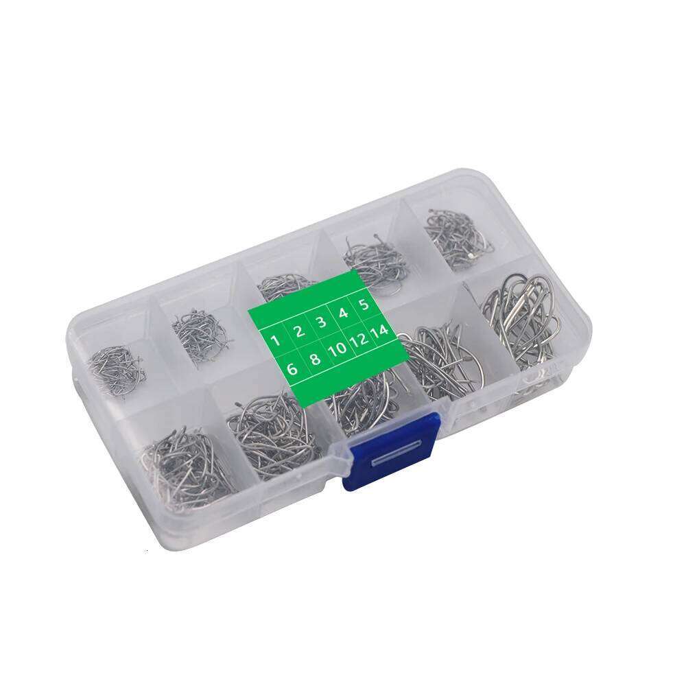 450pcs/Box 1-14# Sharpened Ultrapoint Carp Treble Circle Cat Fish Hooks Set Mixed Sizes Fishhook Fishing Tackle S260305