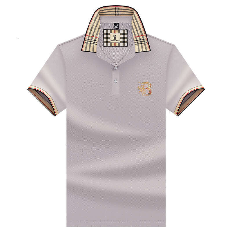 Paul Genuine Brand Mens Summer Turn-Down Collar Dad Clothes Loose Casual Ice Silk Polo Shirt For Men