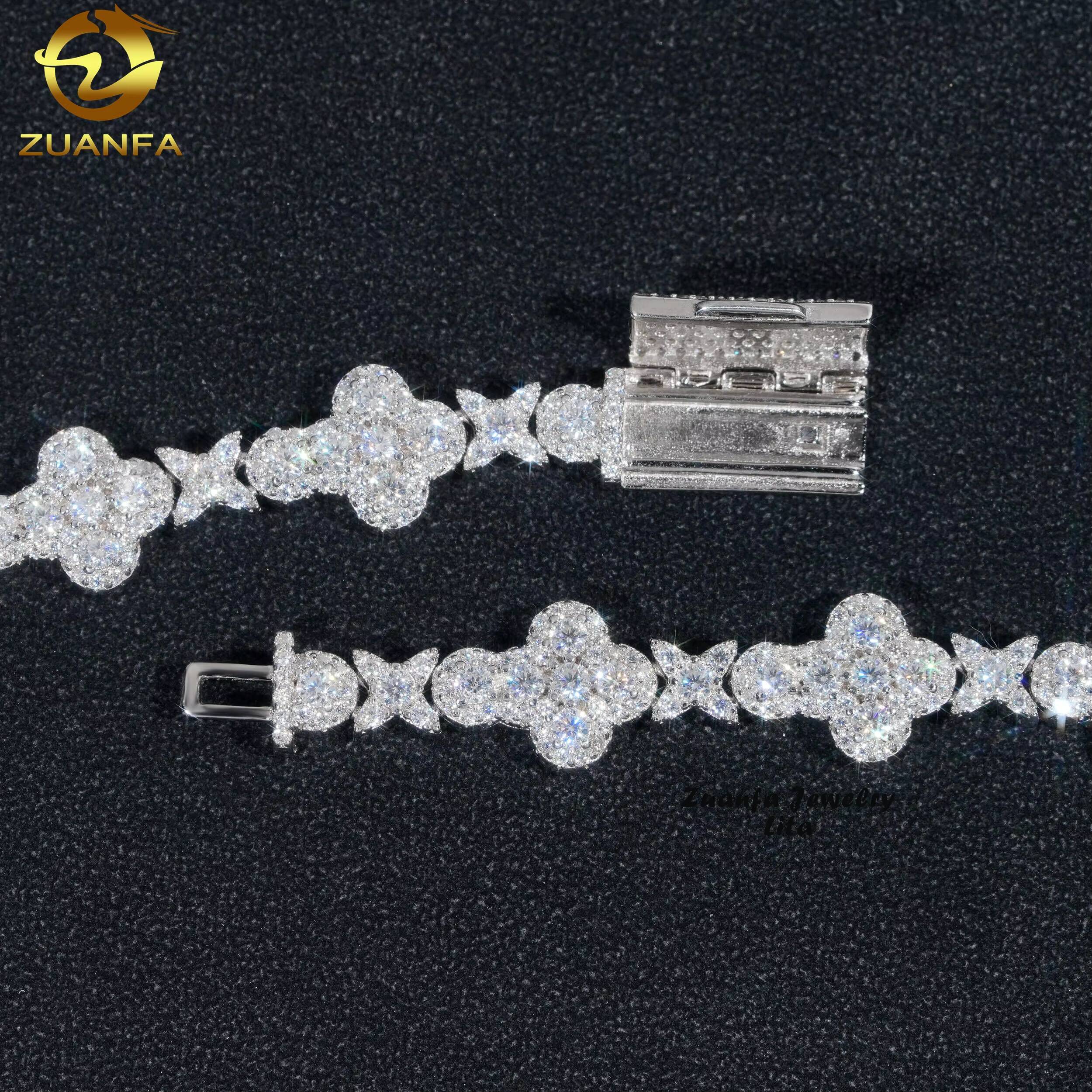 New Arrivals 925 Sterling Silver Tennis Necklace Moissanite Diamond 10mm Cross Star Cuban Link Chain