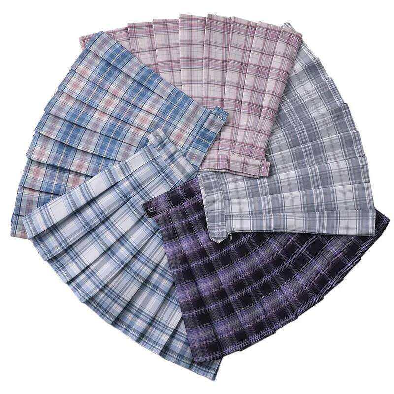 Plaid Pleated High-Waist Women's 2022 Summer A-Line Korean College Style School Girls Eam Dance Clothing Mini Short Skirt XJ260309