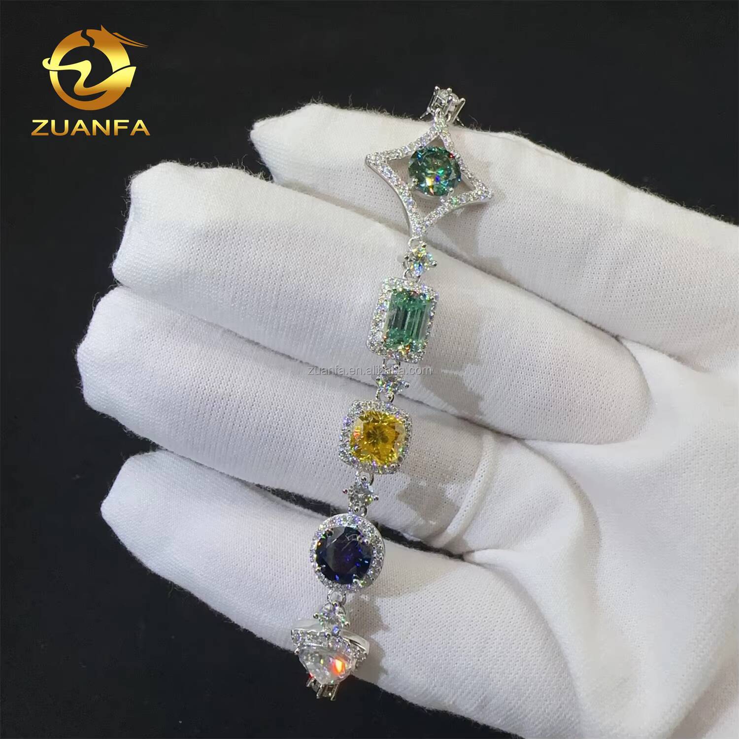 New Design GRA Certificate Pass Diamond Tester Iced Out Hip Hop S925 Colorful Moissanite Diamond Fashion Jewelry Tennis Bracelet