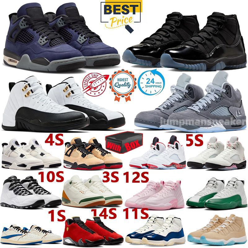 with box Basketball Shoes 4s pizza Lakers Sierra Red 11s Gamma Blue 12s Taxi pink Bucks 5s Wolf Grey Grape Fire Red 1s Sail Black 3s Gorge Green 14s red 10s Steel sneakers