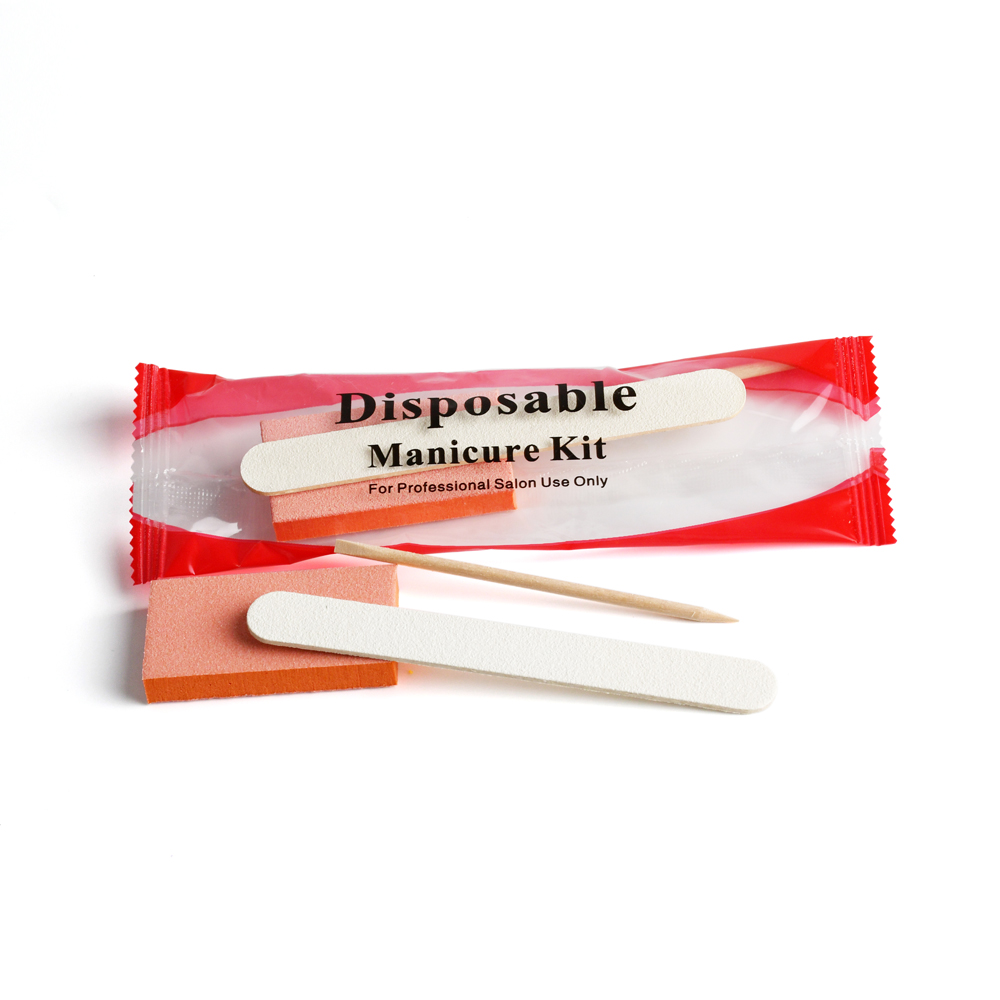Disposable Manicure 3 Piece Nail Kit, Wood Nail File 100/180 Grit, Mini Buffer 80/100 Grit, Wood Stick,300Set