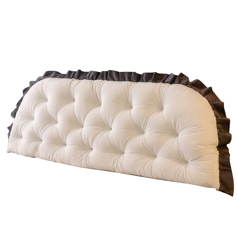 Premium bedside cushion bedroom double bed pillow milky white tatami soft bag backrest anti-collision cushion straps