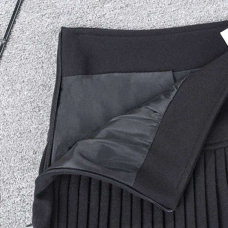 Winter New Woolen Pleated Women's High Waist Anti-light Spice Girl Y2k Mini Skirt XJ260309