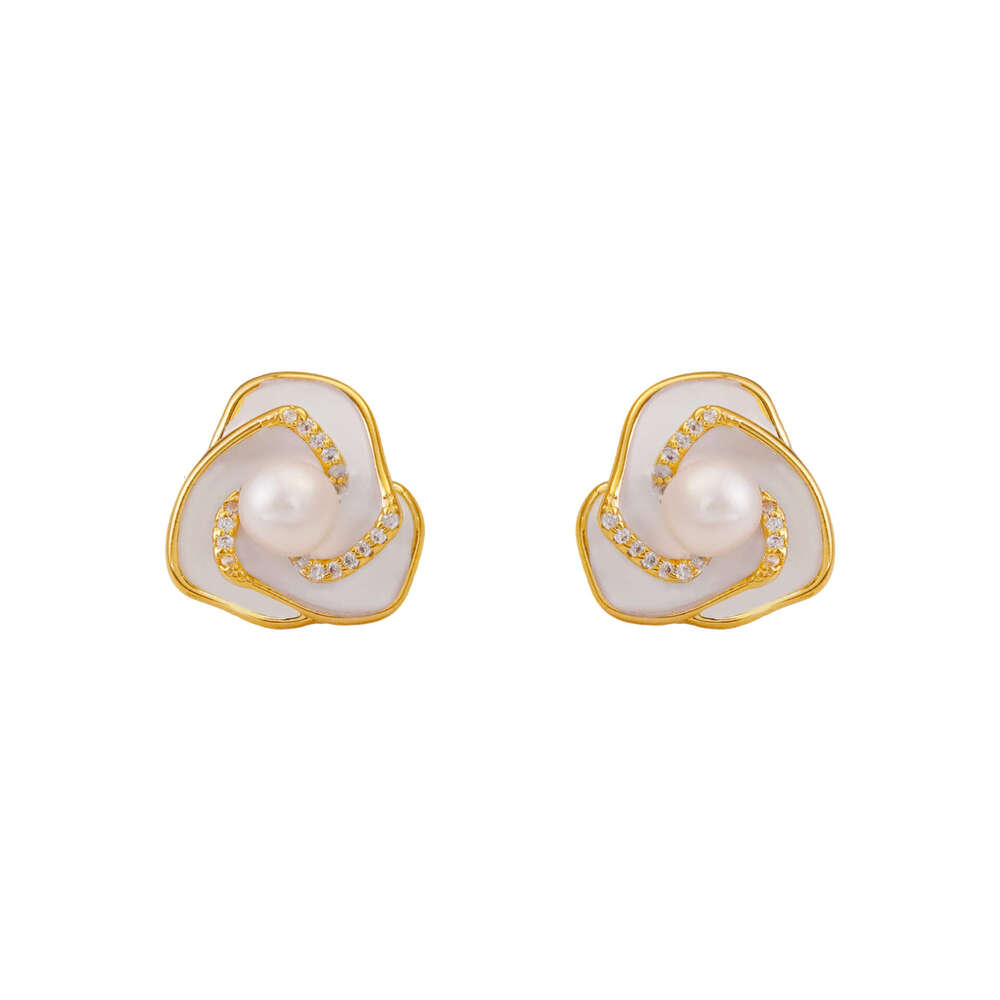 Camellia Pearl Earrings For Women Light Luxury High-end Enamel Drop Glaze Earrings Fashionable Commuting Exquisite Elegant Ear Accessories
