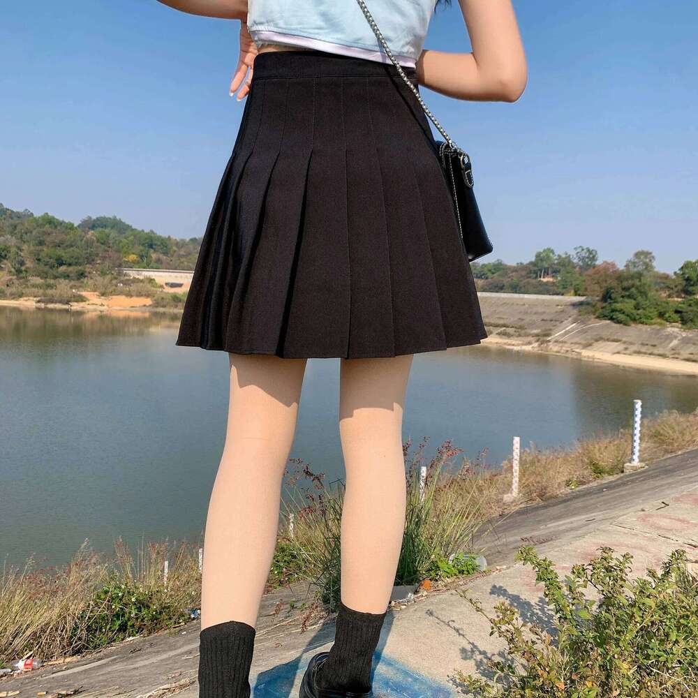 High waisted pleated for women in spring and autumn, small stature, slim figure, A-line short skirt, JK half body skirt XJ260309