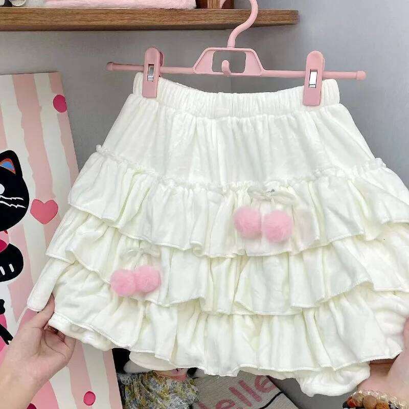 Japanese Sweet Lolita Mini Skirts Women Harajuku Slim High Waist Ruffles Y2k Aesthetic Elegant Fashion Party Skirt XJ260309