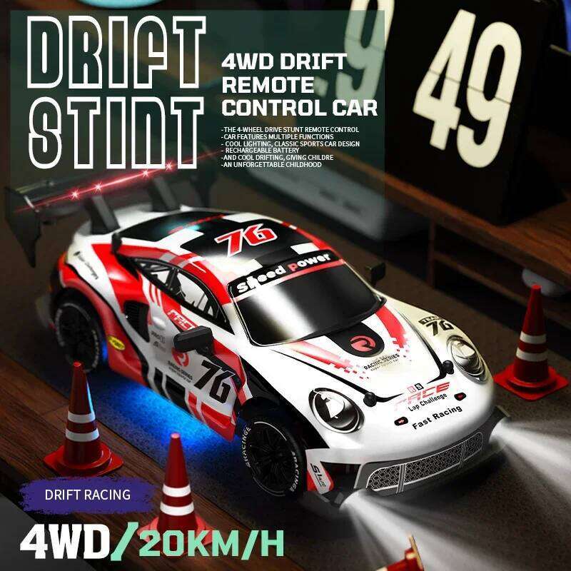 RC Drift Car 2.4G Remote Control Racing Vehicle Kids Toy 4WD High Speed Model with LED Lights Toys for Boys Children Xmas Gifts C260306