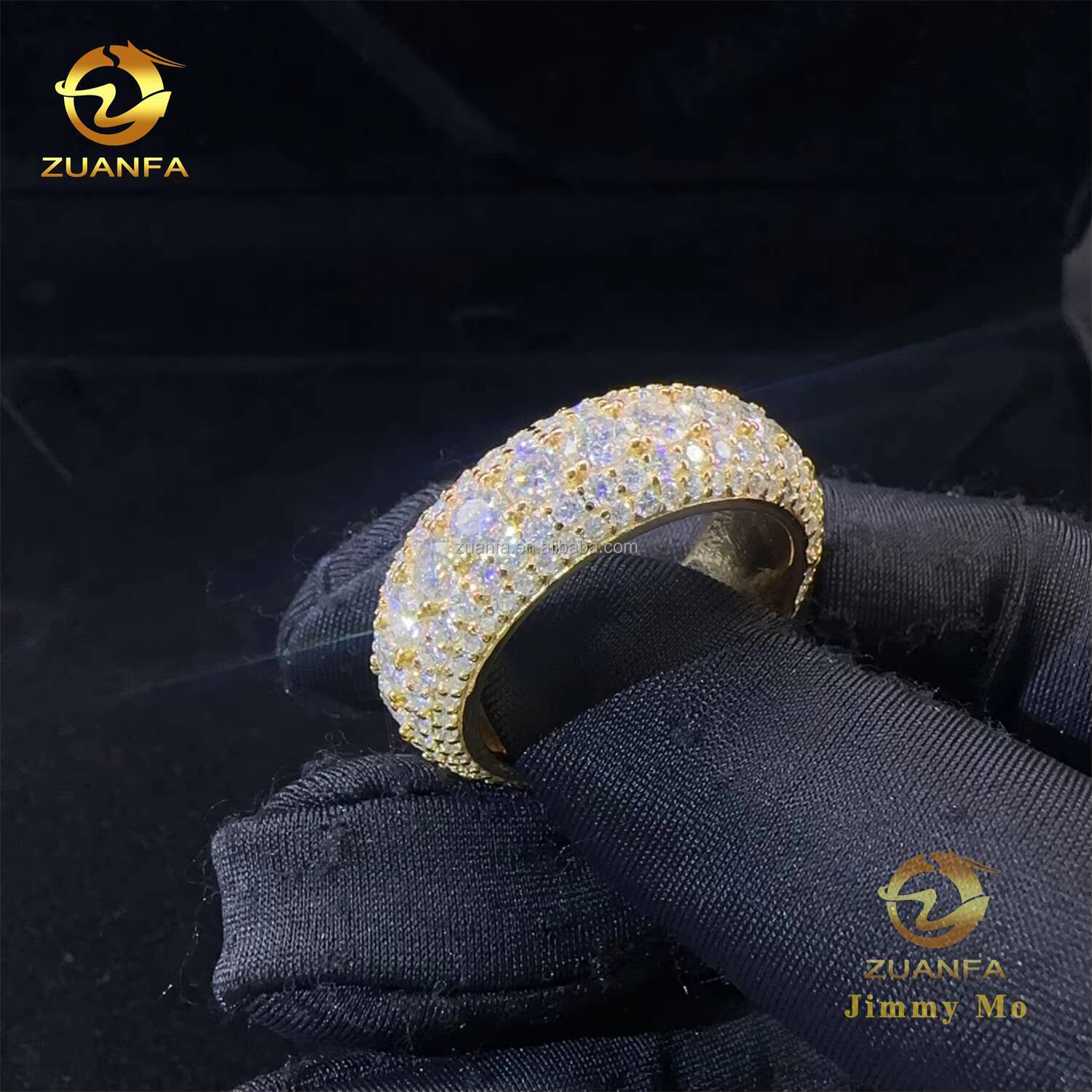 High End Luxury 925 Solid Silver Bridal Wedding Jewelry VVS1 5Rows Stone VVS1Brilliant Moissanite Eternity Engagement Band Ring