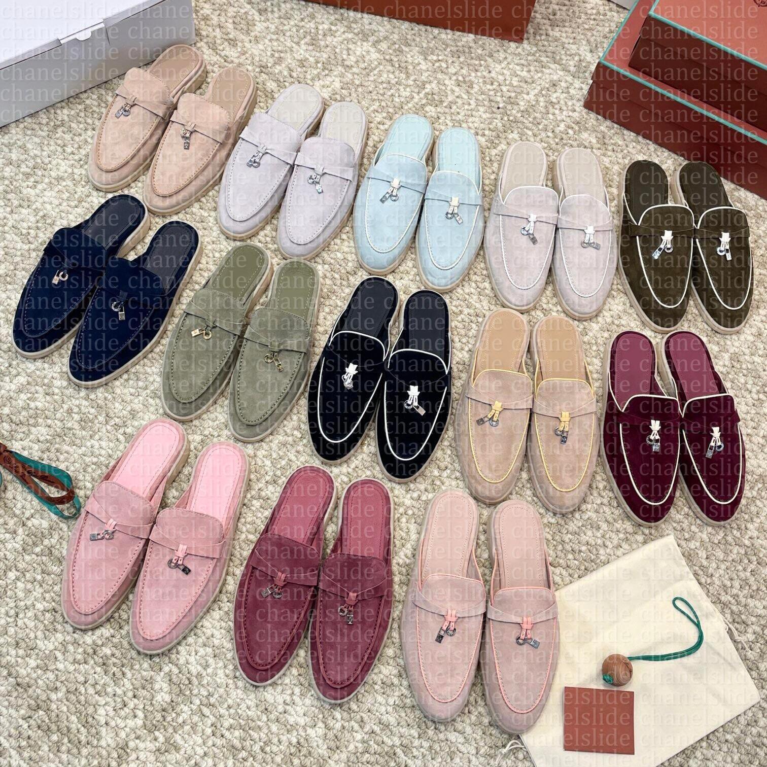 Mle slippers loripiana men mule suede loafers womens summer flat sandals babouche charms walk Dress Shoes mocassin Rubber sole on slippers Loroness Pian size 35-45