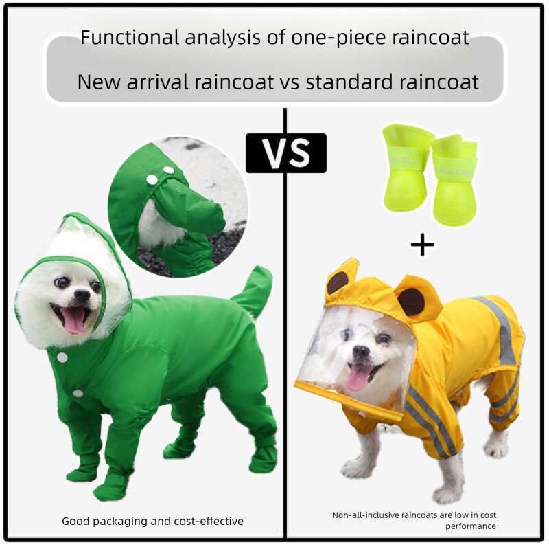 Famous brand Tractionable Four Legged Raincoat Waterproof Full Coverage with Legs for Small Breeds Bichon Teddy Pet Rainy Day Dog Clothes pupakaIK