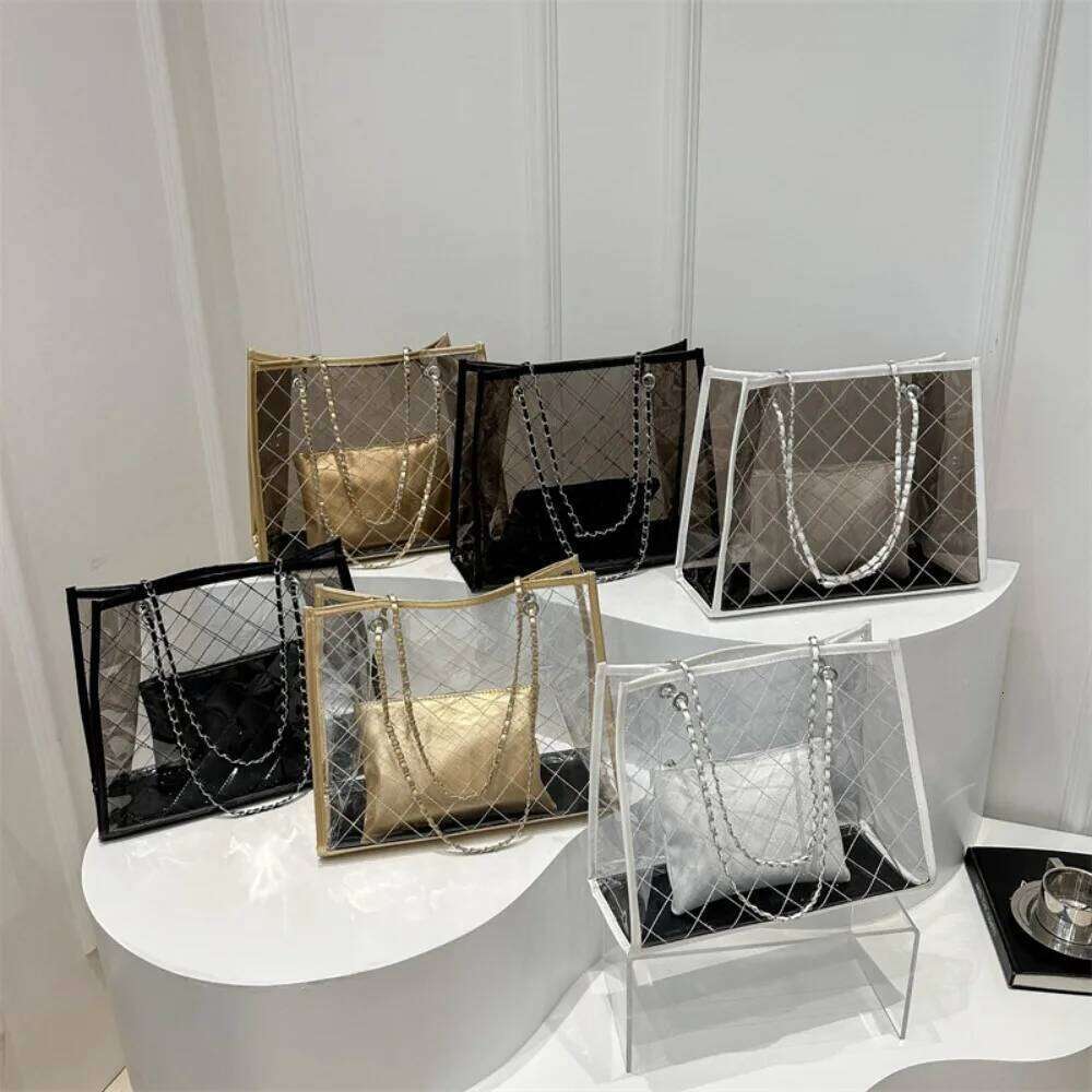 Large Capacity Transparent Shoulder Summer Underarm Waterproof Composite Bag Korean Style Storage Beach Portable Tote H260309
