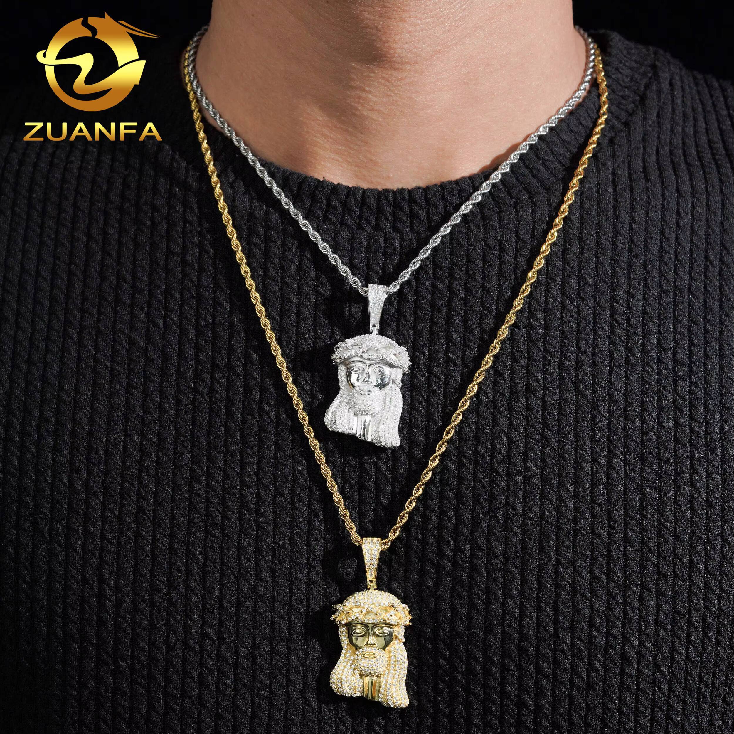Jesus Head Pendant Moissanite Hip Hop Jewelry Iced Out Sterling Silver 925 Moissanite Custom Hip Hop Pendant