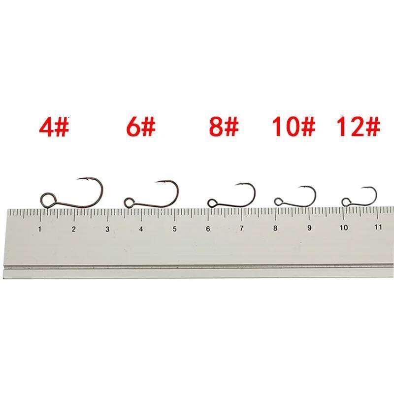 12pcs/lot Size 4#-12# for Fishing Lure Replacement Single Fish Bait Inline Hook Big Eye High Carbon Steel Tackle S260305