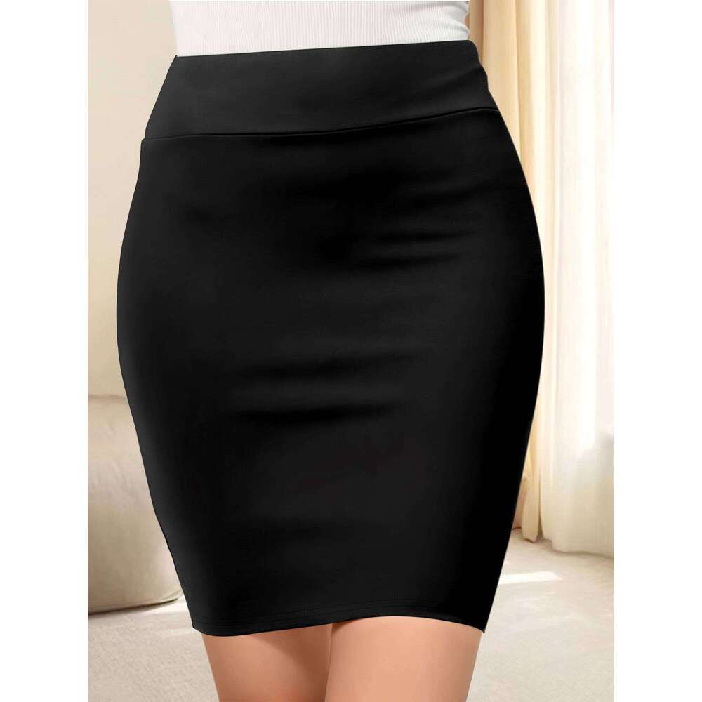 High-Waisted Tight Fit Mini Skirt - Stretchy Soft Fabric, Slim Bodycon Silhouette, Timeless Solid Colors XJ260309