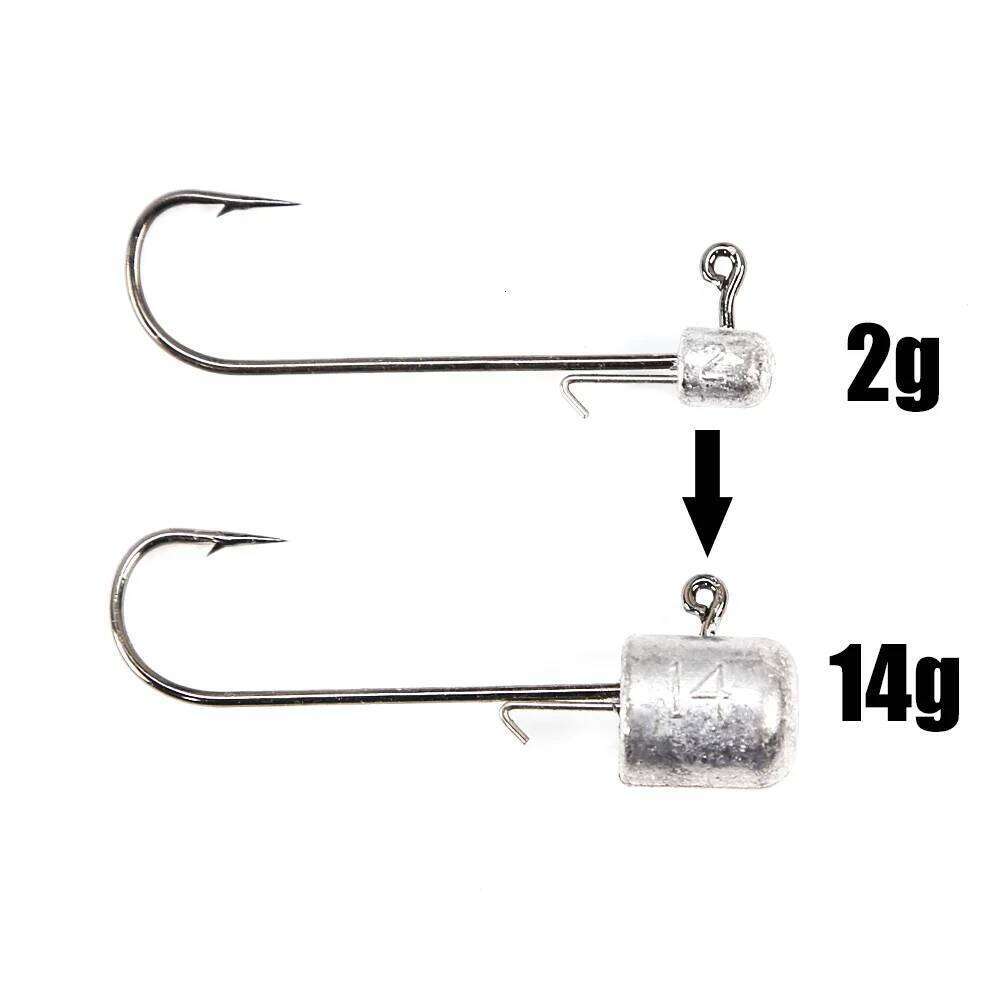 B&U NED head jigs hook 2g-14g All size Round Ball Jig Head Hook Weedless Long Shank Secondary hooks For Soft Worm Fishing S260305